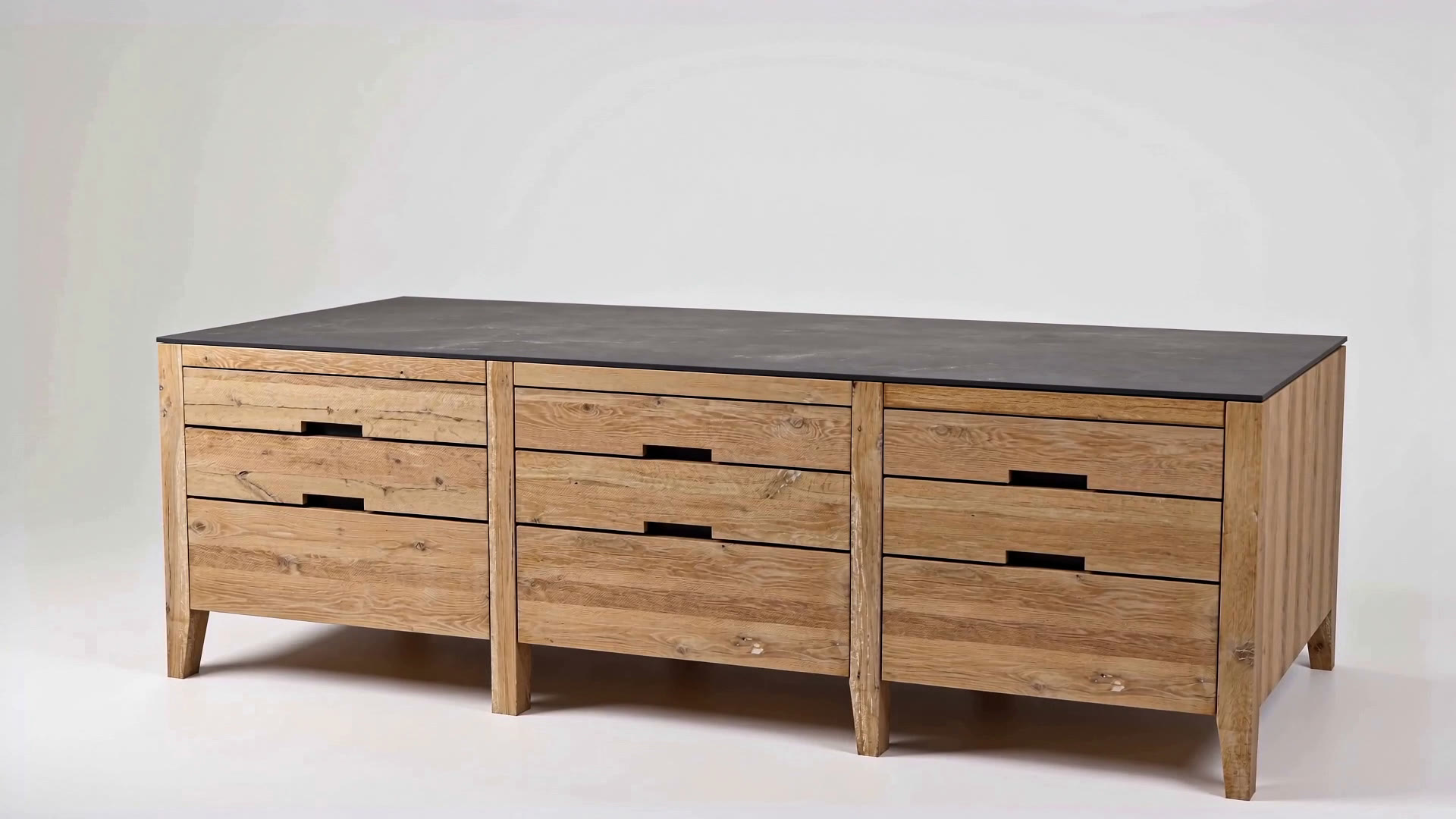 Food Bench with dark honed granite worktop